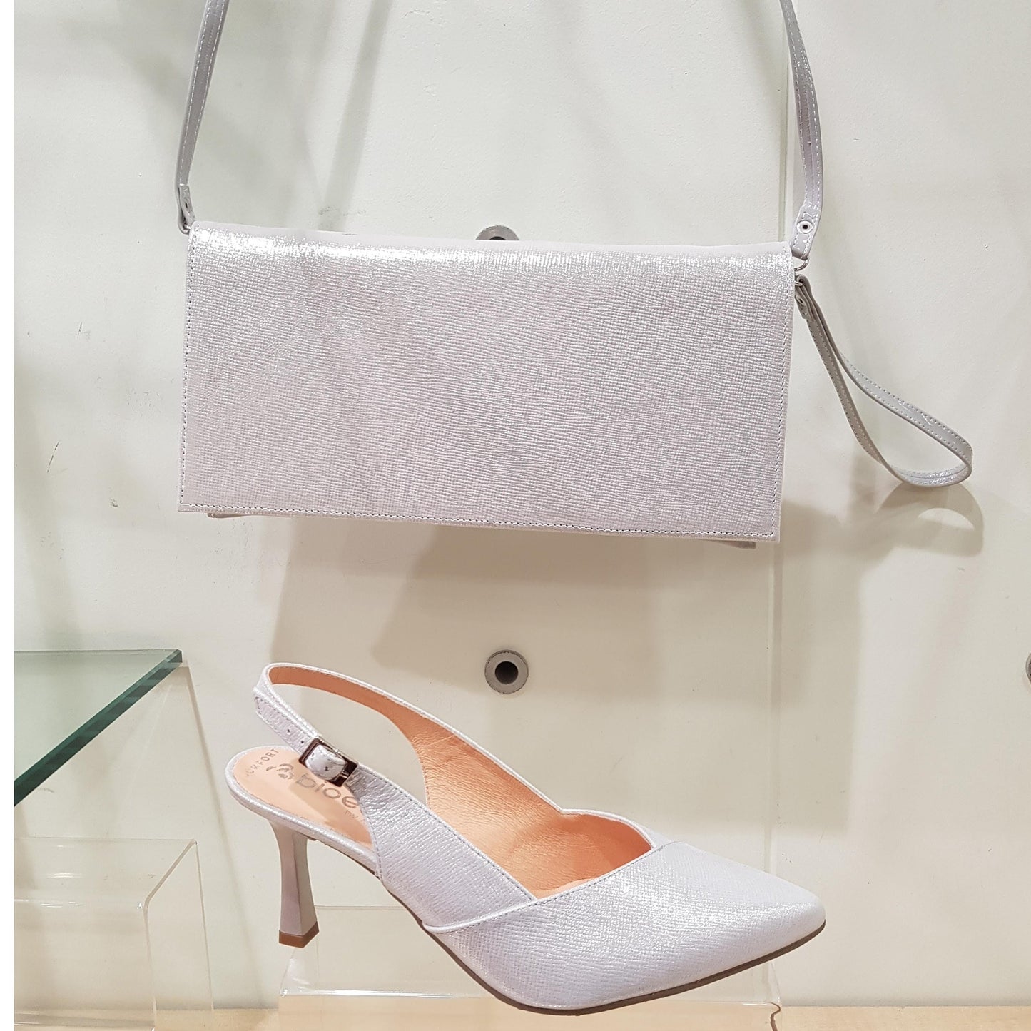 Bioeco 4009 SILVER Closed Toe Slingback Occasion Shoe Matching Bags Available