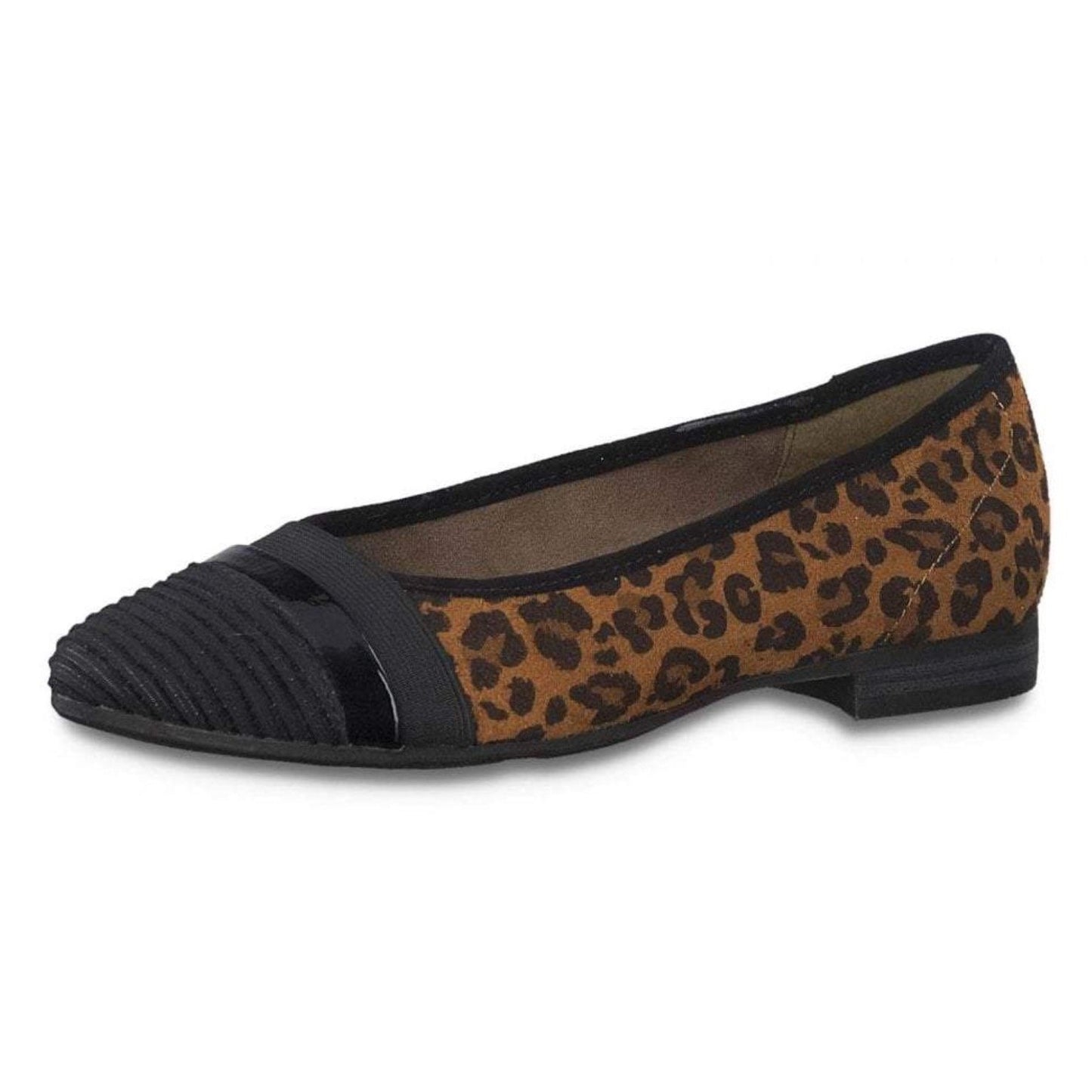 Jana BALLET PUMP BLACK LEOPARD 22165