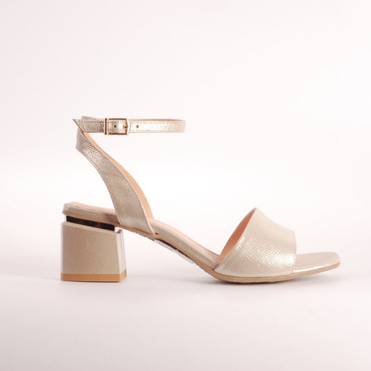 Bioeco 3942 GOLD Block Heel Dress Sandal matching bag available