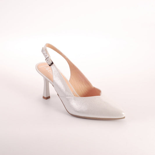 Bioeco 4009 SILVER Closed Toe Slingback Occasion Shoe Matching Bags Available