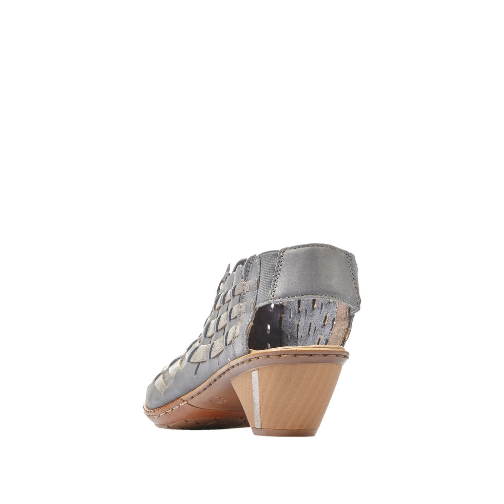 Rieker 46778-22 Ladies Small Heel Sling Blue/ Grey