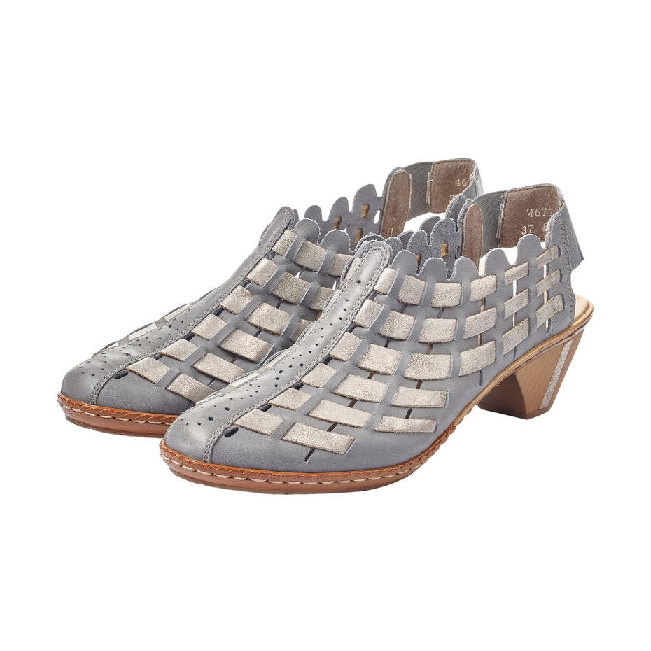 Rieker Ladies shoe with sling back 46778-13 Blue/ Grey