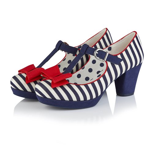 Ruby Shoo COURT SHOE Jazz NAVY STRIPE MATCHING TUNIS BAG AVAILABLE