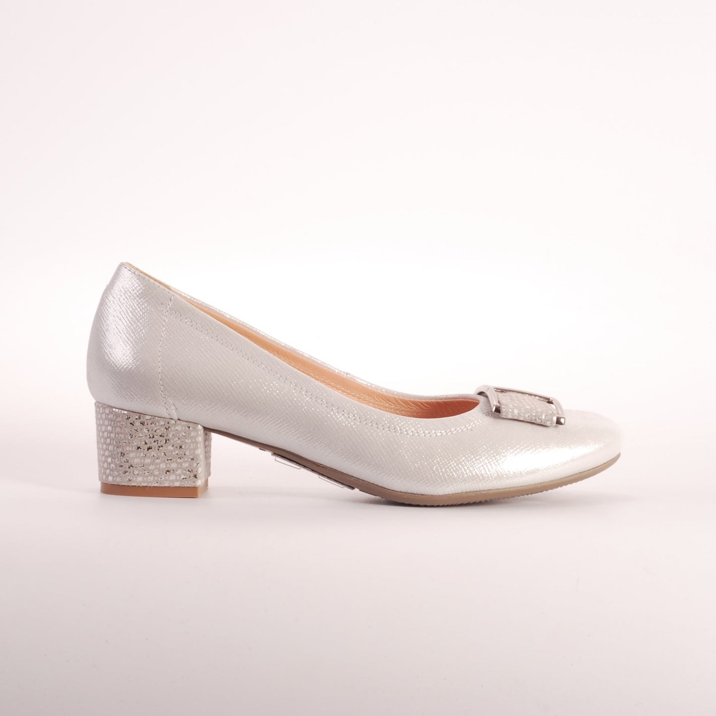 Bioeco 5632 Silver Low Heel occasion shoe matching bag available