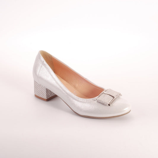 Bioeco 5632 Silver Low Heel occasion shoe matching bag available