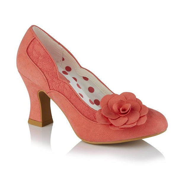 Ruby Shoo COURT SHOE Chrissie CORAL With Flower Trim