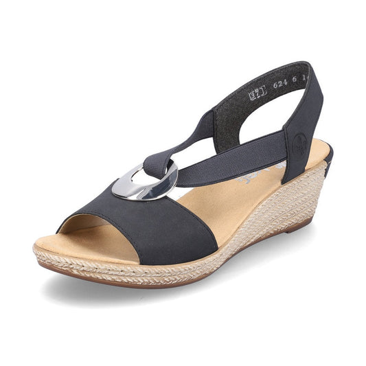 Rieker women smart Wedged sandal NAVY 624H6-14