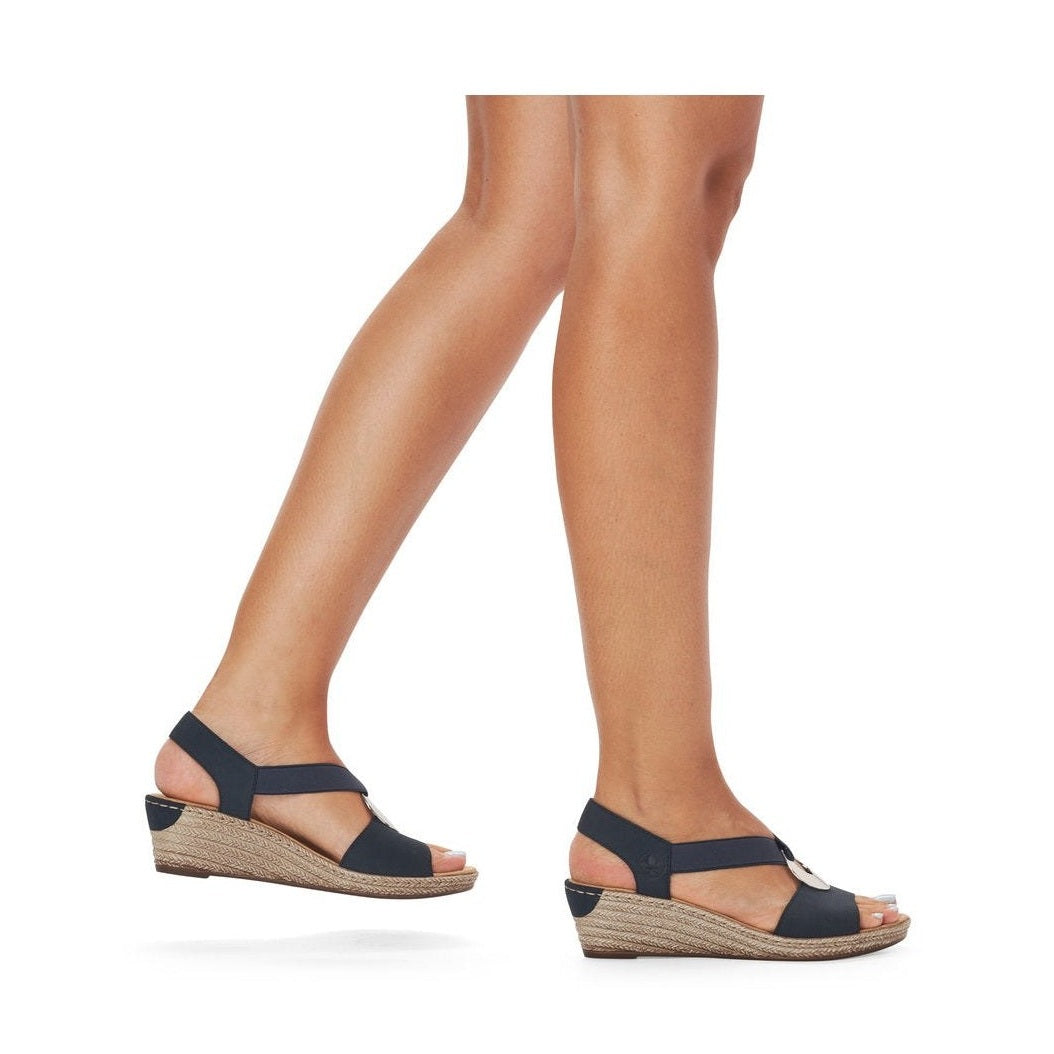 Rieker women smart Wedged sandal NAVY 624H6-14