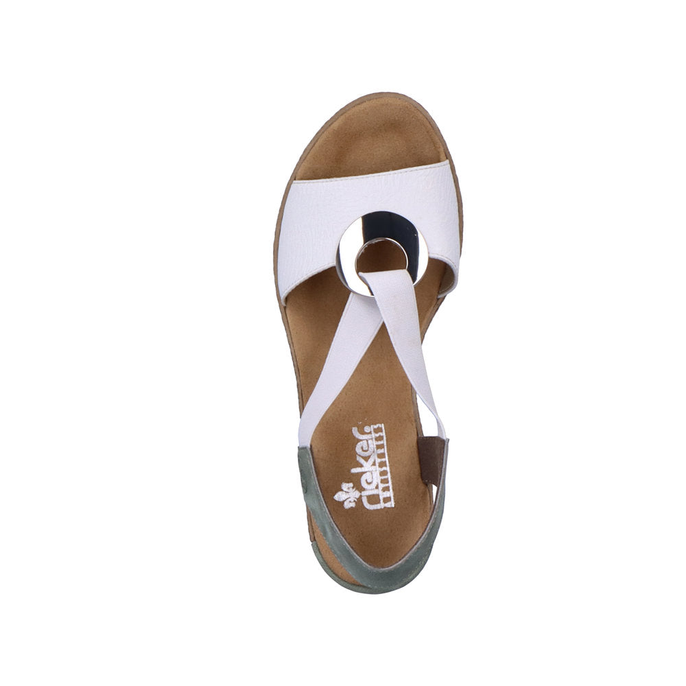 Rieker women smart Wedged sandal WHITE/MINT 624H6-80