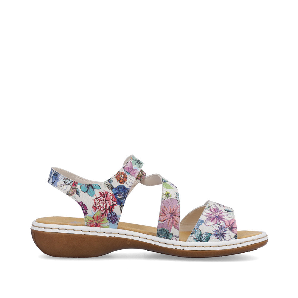 RIEKER Sandal with touch fastening BEIGE FLORAL 659C7-92