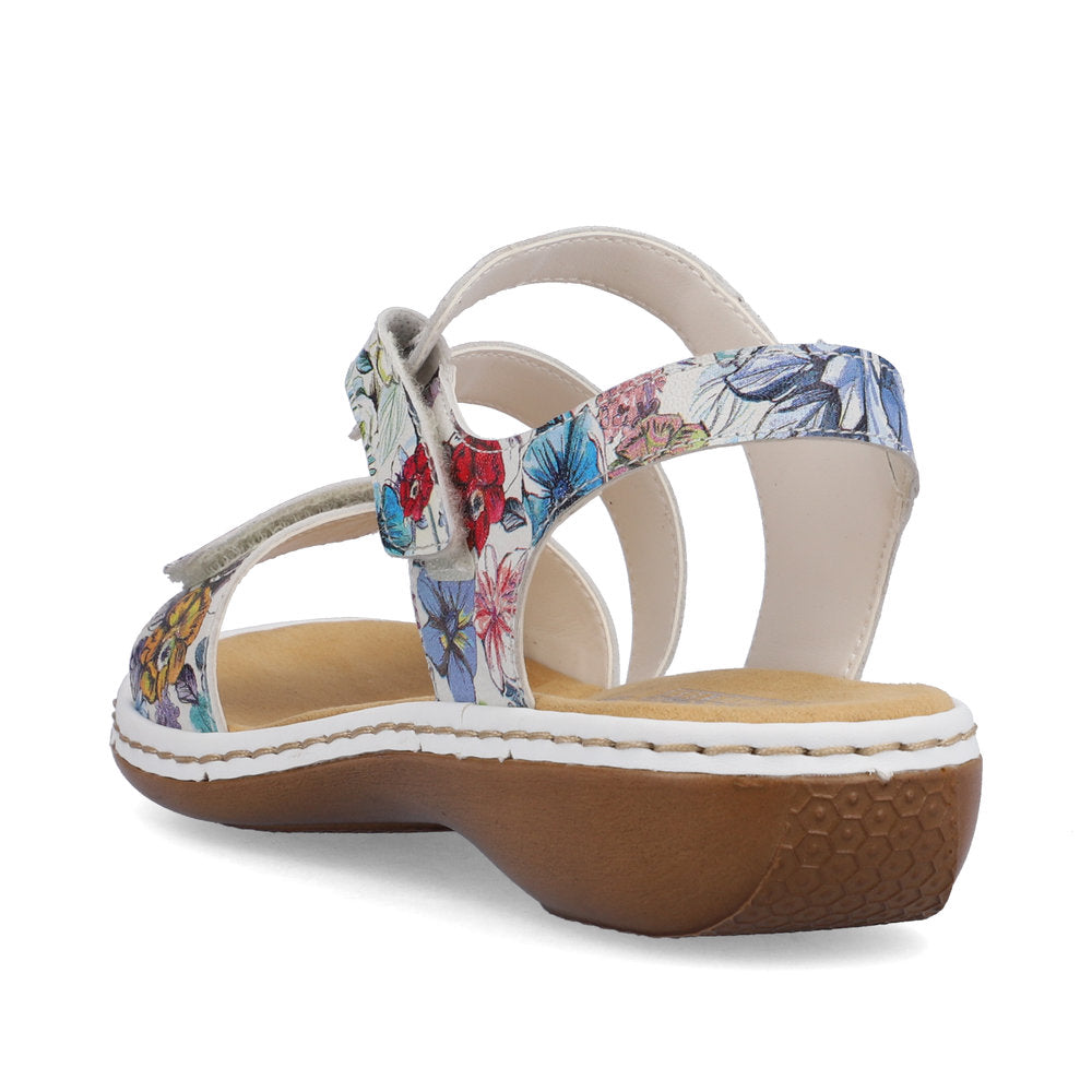 RIEKER Sandal with touch fastening BEIGE FLORAL 659C7-92