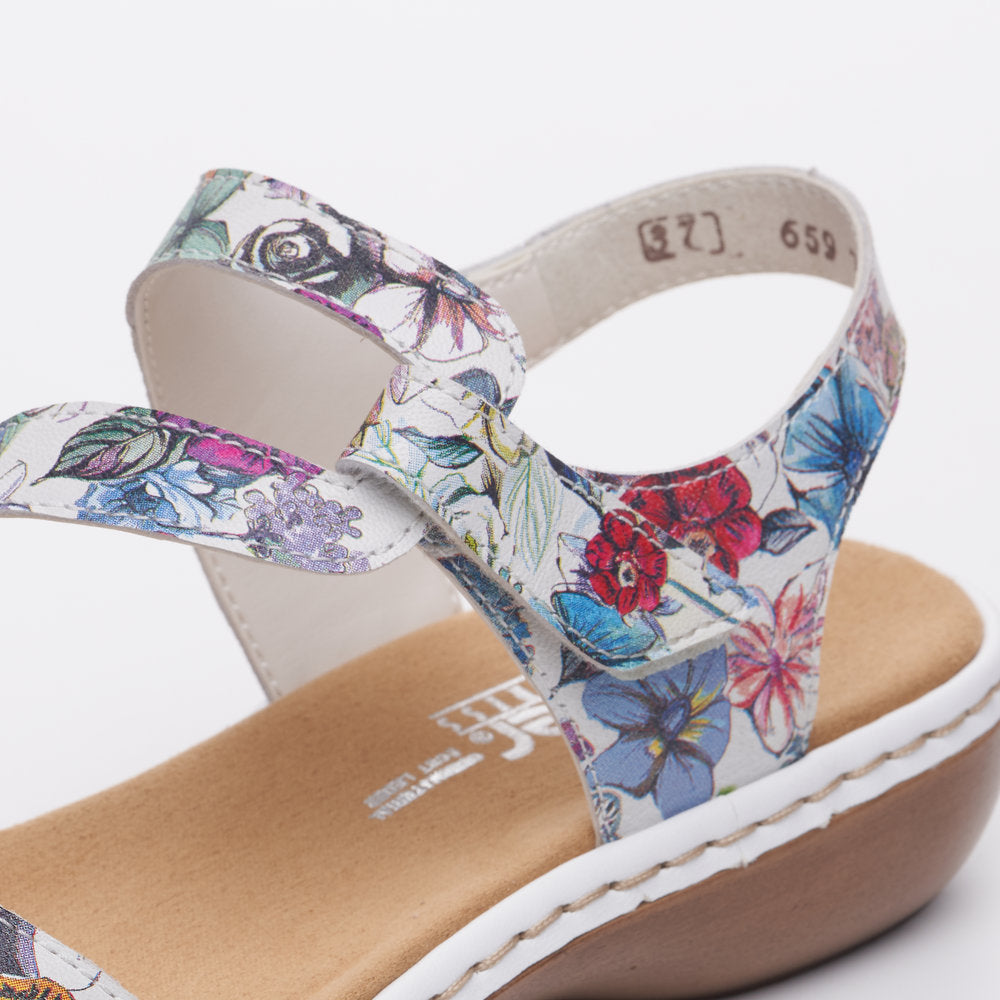 RIEKER Sandal with touch fastening BEIGE FLORAL 659C7-92