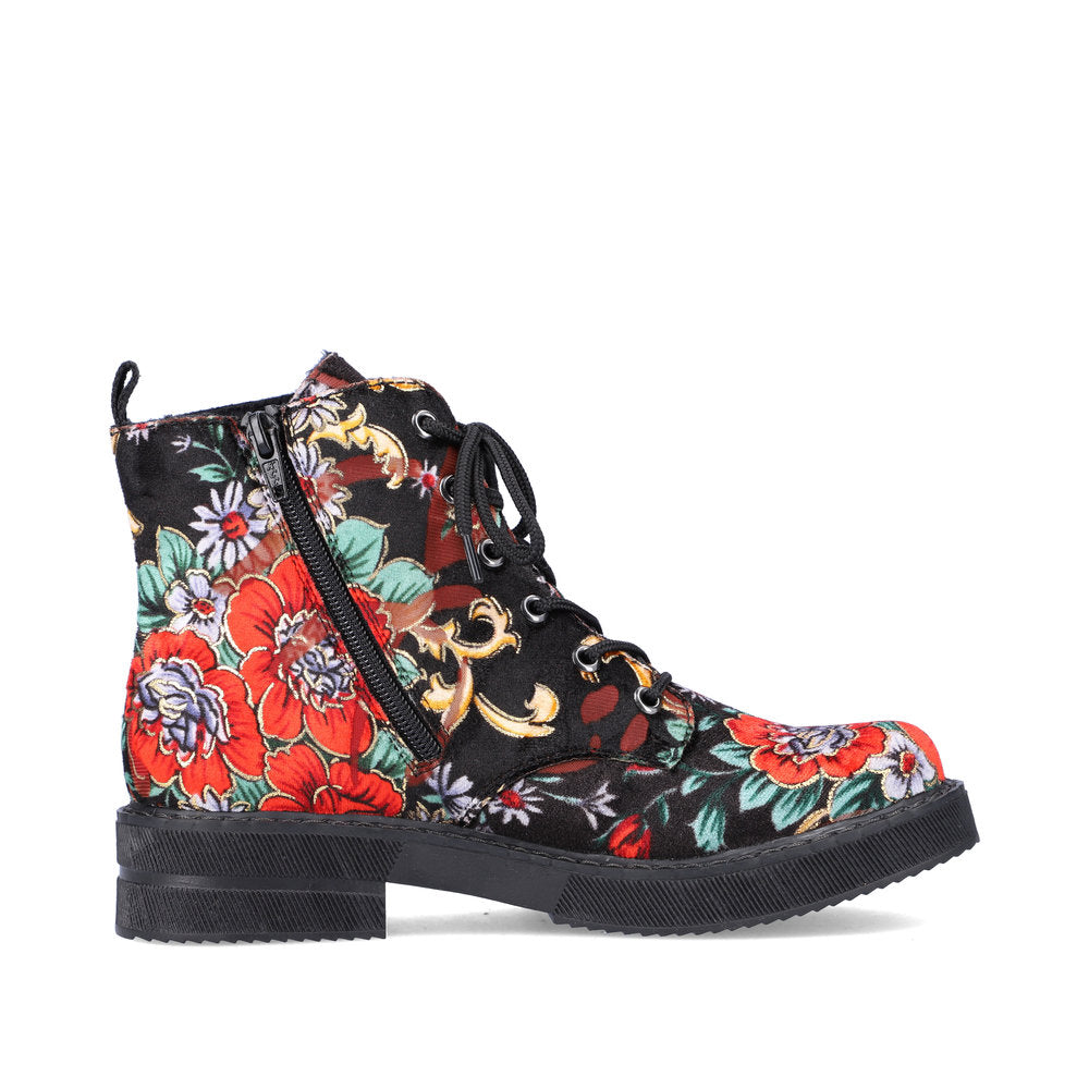 Rieker 72010 BLACK FLORAL Ankle Boot 72010-90