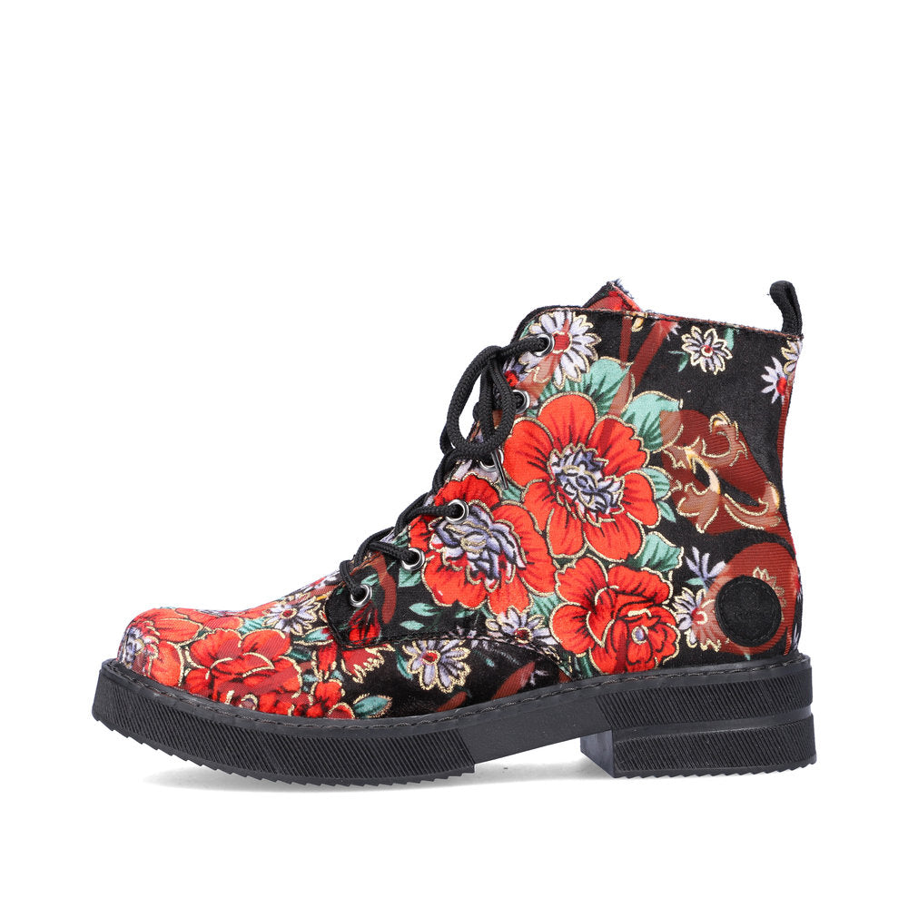 Rieker 72010 BLACK FLORAL Ankle Boot 72010-90