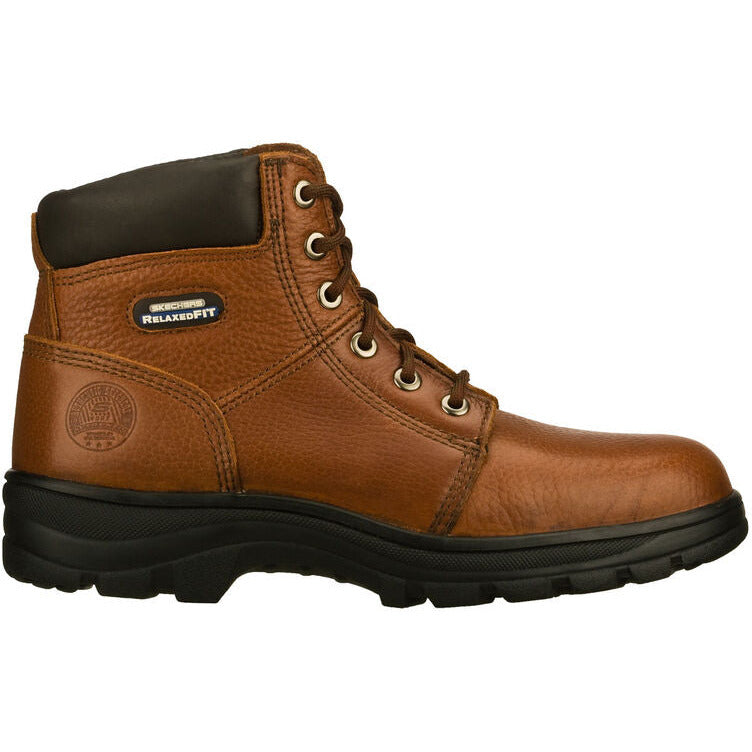 Skechers Men's Boot Relaxed Fit - Workshire ST BROWN Lace up Boot 77009ECBLK