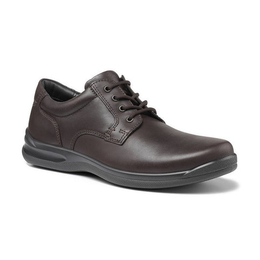 Hotter Burton Brown Leather Wide Dual Fit Lace Up Shoe