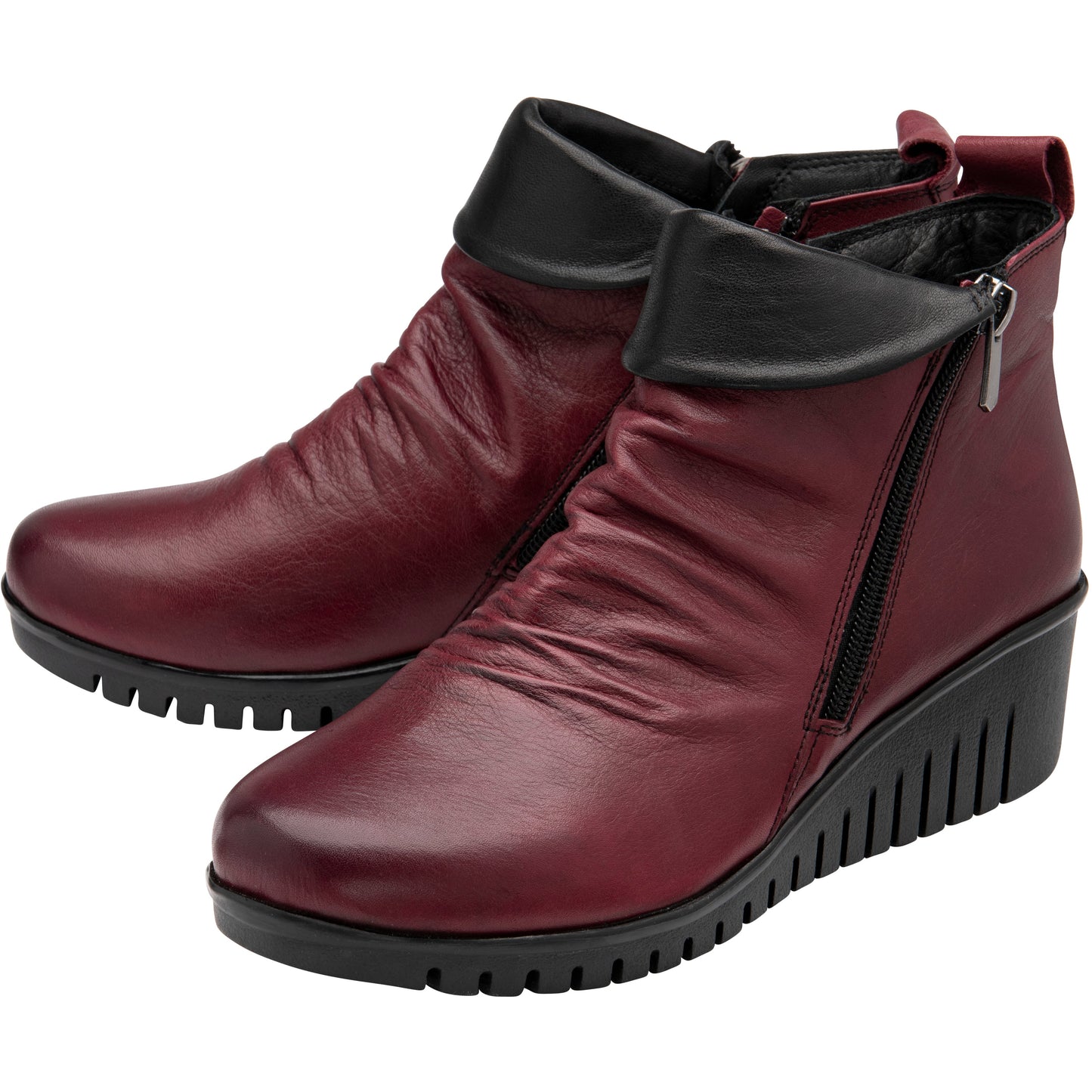 Lotus Ankle Boot in soft leather Cordelia BORDO
