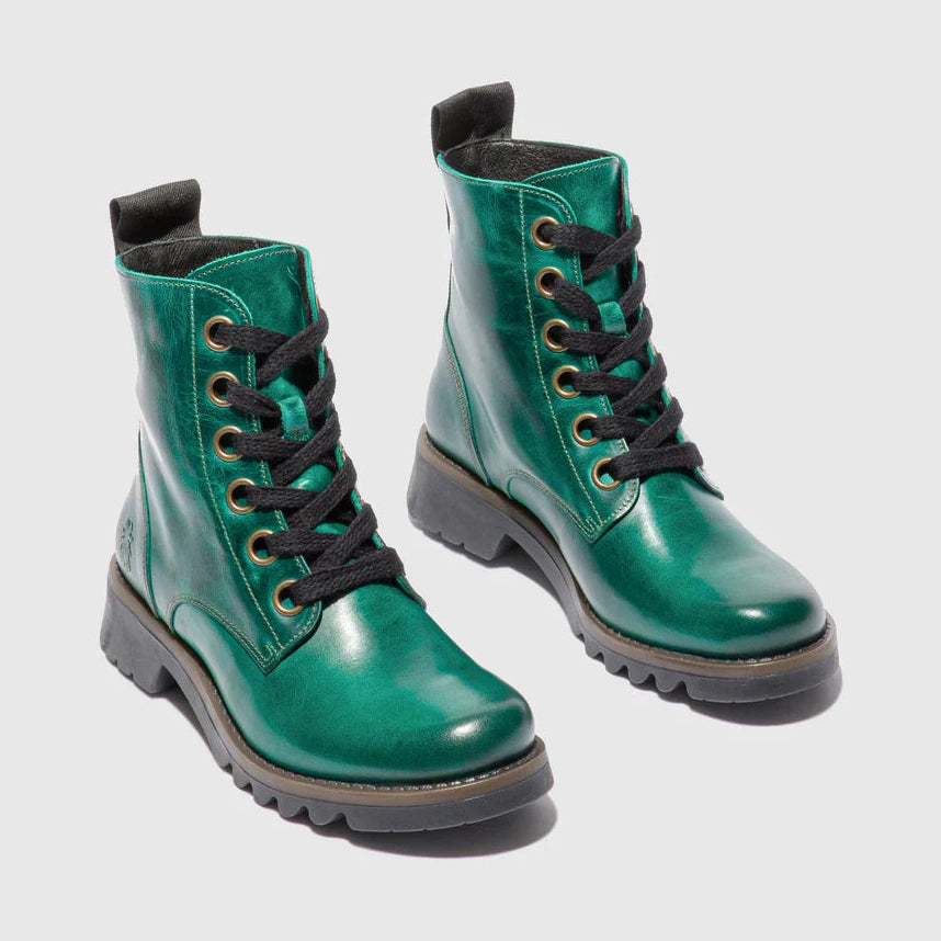 Fly London Ankle Boot Ragi SHAMROCK Soft Leather Military Style Lace Boot
