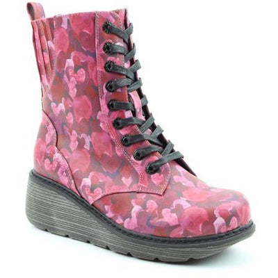 Heavenly Feet Boot with zip and lace Festival RED HEARTS
