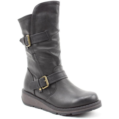 Heavenly Feet Long boot with buckles and zip Hannah BLACK