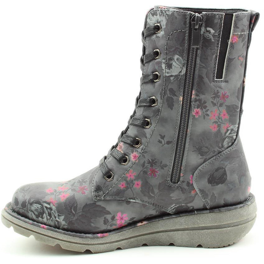Heavenly Feet Ankle Boot With Lace and Zip Martina PURPLE FLORAL