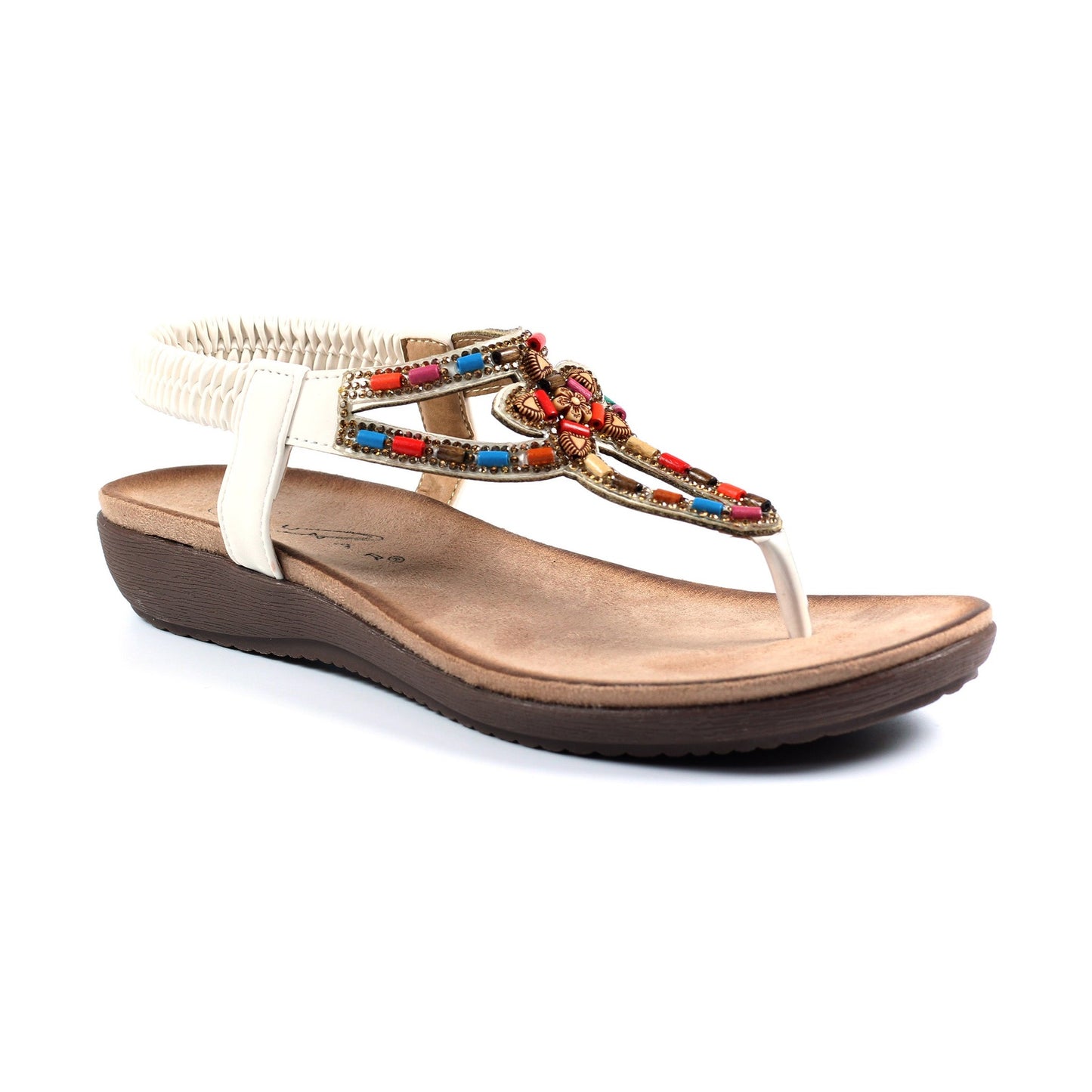 Lunar sandal with toe post Una WHITE JLH320BL