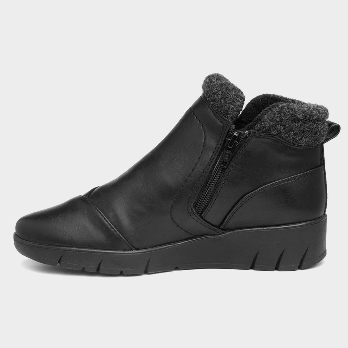 Jana Ankle Boot Leather with zip 26461 BLACK