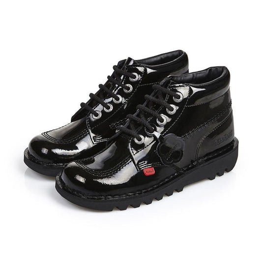 Kick Hi Classic Black Patent Leather Boots Womens version