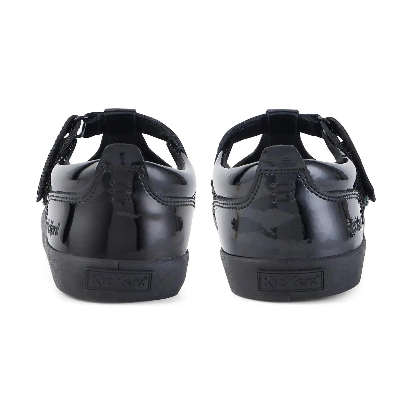 Kicker Junior Girls Karico T Vel Black PAT Leather School Shoe KARICO T VEL
