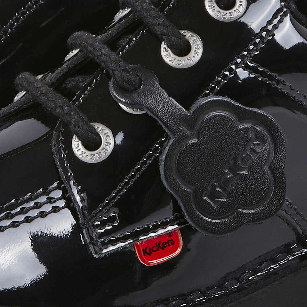 Kickers Classic Kick Lo Teen Shoe BLACK Patent Leather