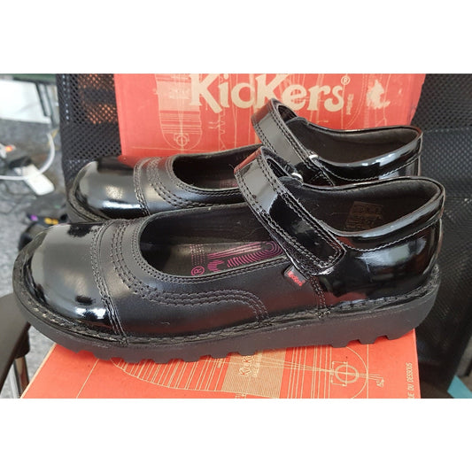 Kickers KICK POP Black Leather Bar Shoe
