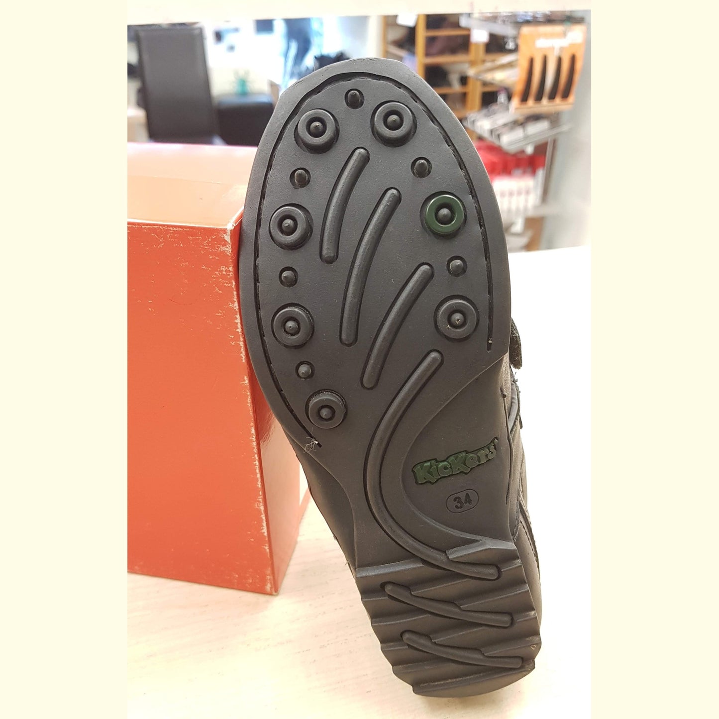 Kickers Zip Black Leather Touch Fastening School Shoe