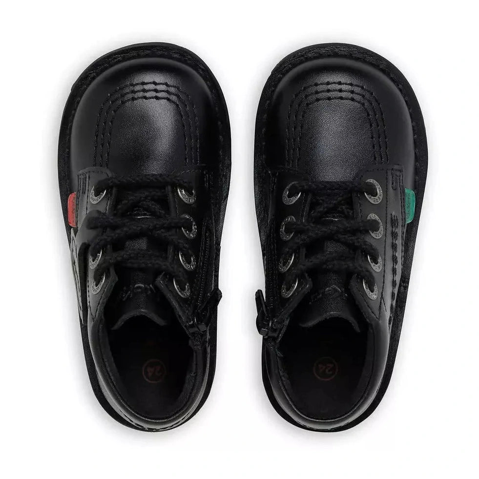 Kickers Kids KICK Hi ZIP BLACK LEATHER Boots 115825