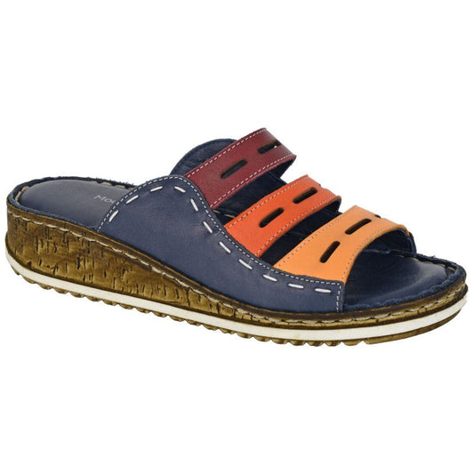 Mod Comfy L303 BLUE MULTI Leather Mule Sandal