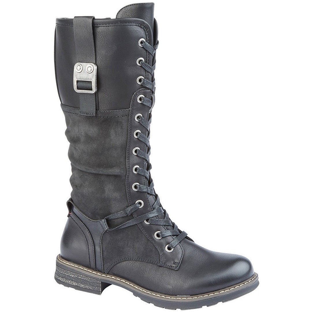 Cipriata GABRIELA Black Long boot with Laces and inside zip L307