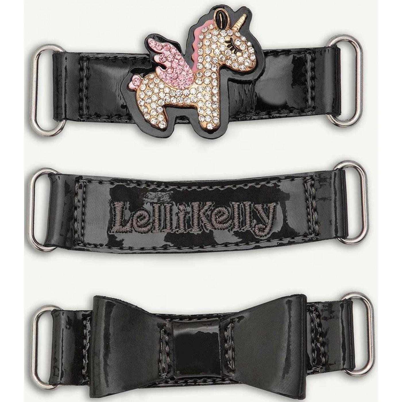 Lelli Kelly LK8100 BLISS F Fitting BLACK PAT unicorn changeable straps