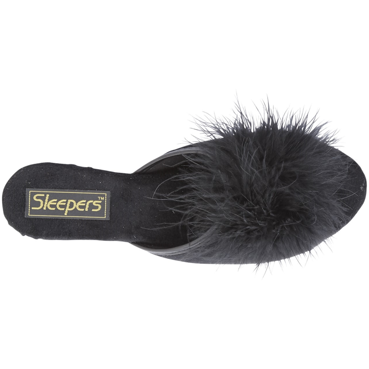 Sleepers ANNE LS857 BLACK faux fur trim mule slipper