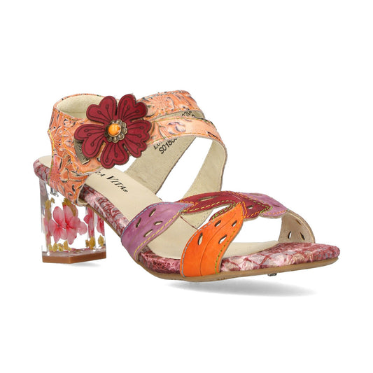 Laura Vita Lucieo 103 CERISE Soft Leather Touch Fastening Bar Sandal