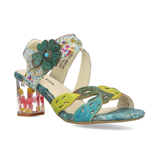Laura Vita Lucieo 103 TURQUOISE Touch Fastening Bar Sandal