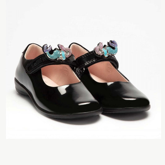 Lelli Kelly 8111 Maribella bar shoe F Fitting BLACK/PAT Mermaid removable trim