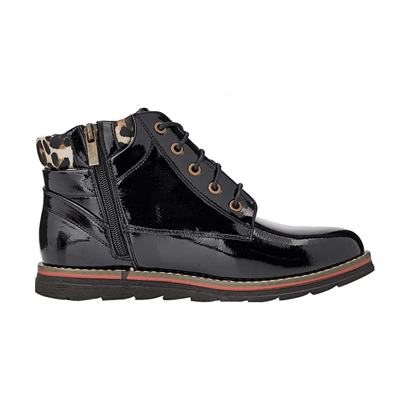 Lotus ankle boot Naomi Black Patent Lace-up with Zip