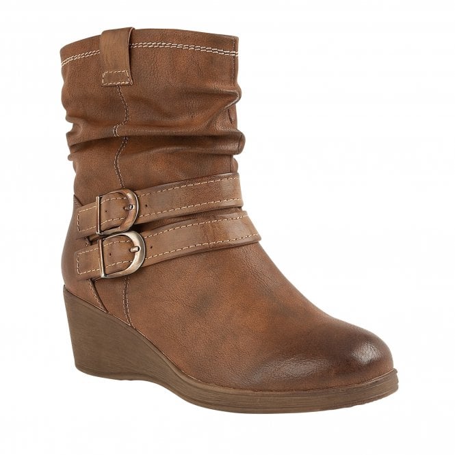 Tan wedge sale ankle boots