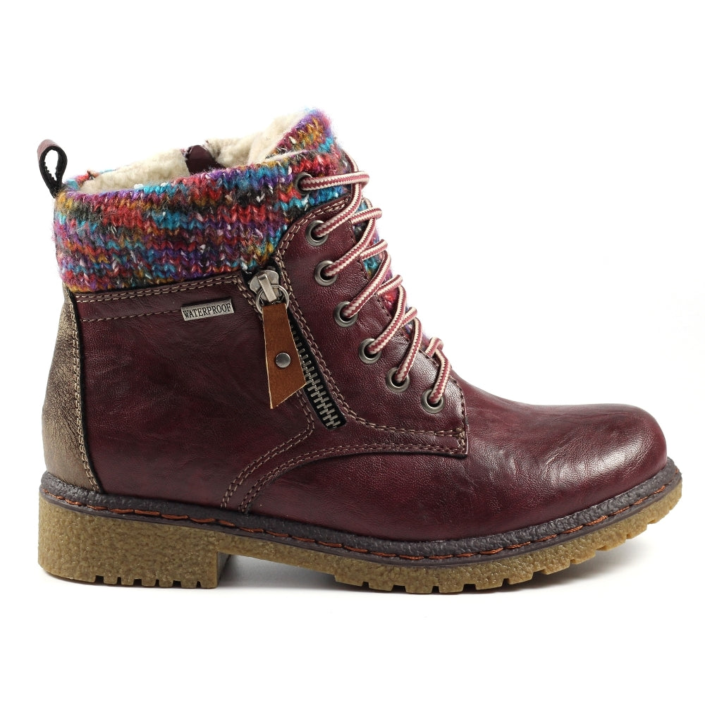 Lunar Hiker Boot Jalapeno BURGUNDY GLB099 Waterproof with zip