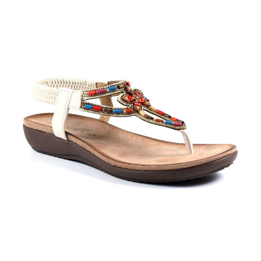 Lunar sandal with toe post Una WHITE JLH320BL