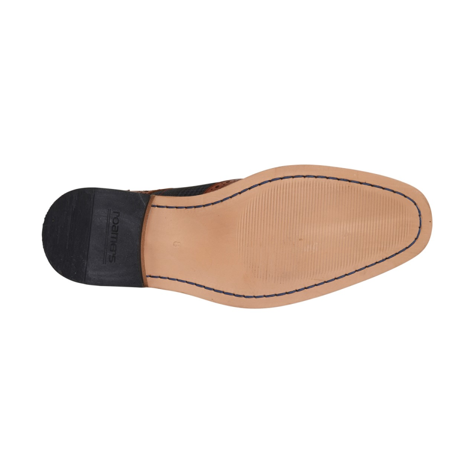 Roamers M408 BROWN Leather / Check Fabric Brogue Shoes