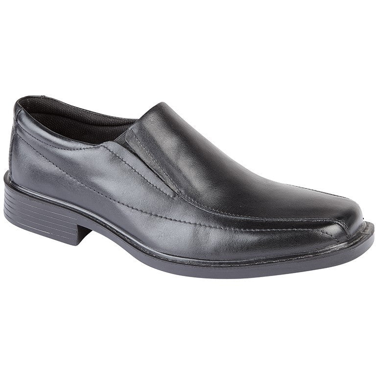 Roamers lightweight black leather smart slip on shoe M724A