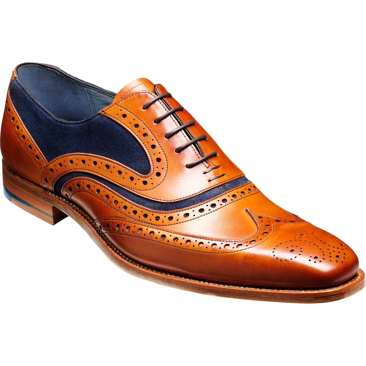 Barker BROGUE SHOE McCLEAN TAN Leather/BLUE SUEDE
