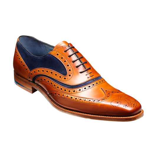Barker BROGUE SHOE McCLEAN TAN Leather/BLUE SUEDE