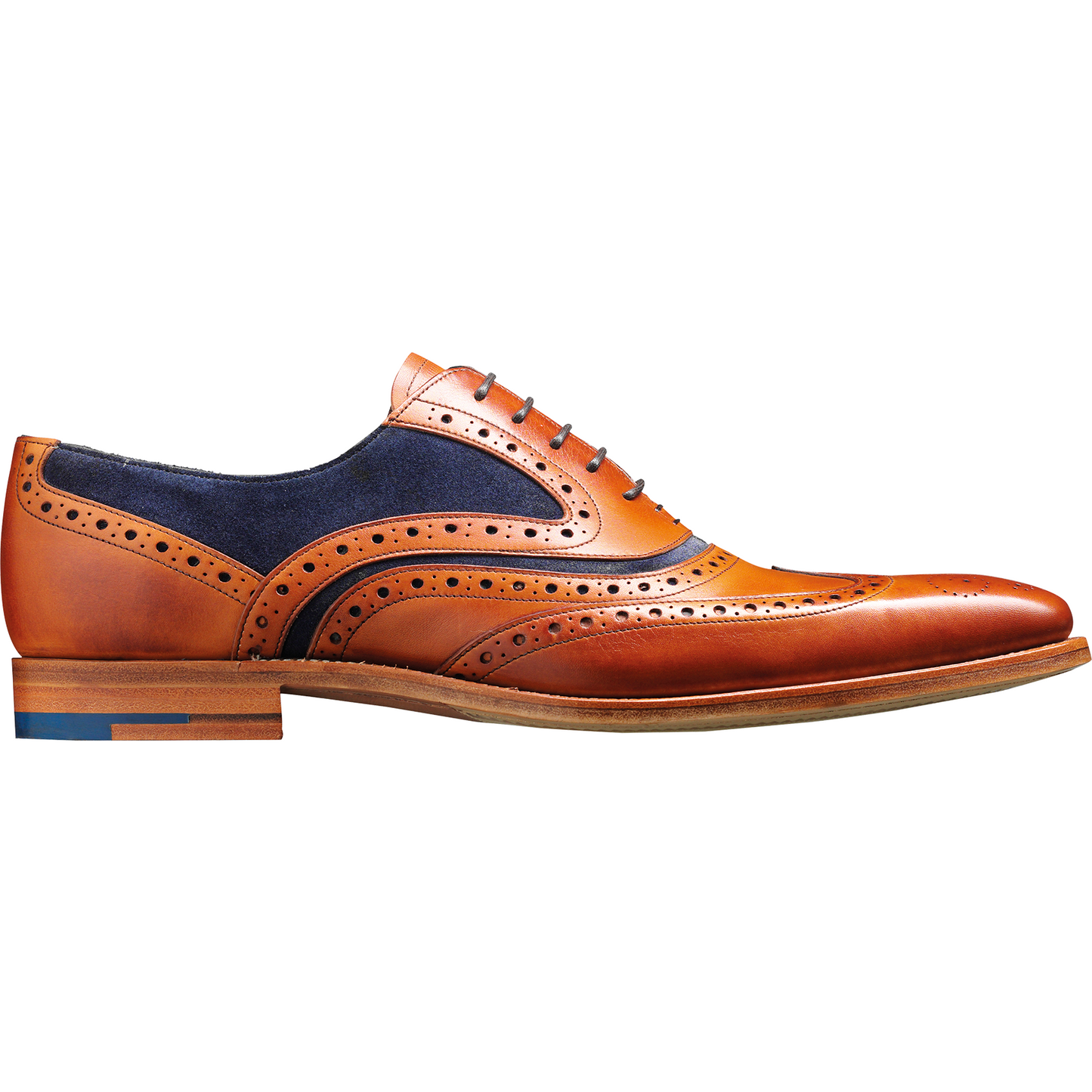 Barker BROGUE SHOE McCLEAN TAN Leather/BLUE SUEDE