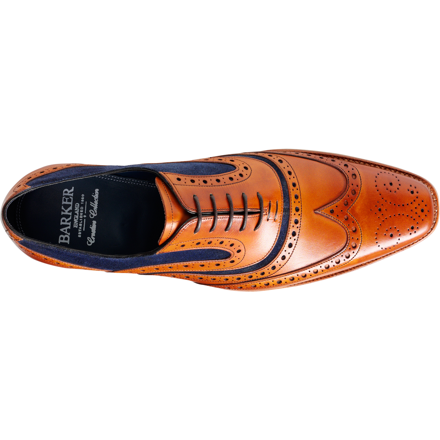 Barker BROGUE SHOE McCLEAN TAN Leather/BLUE SUEDE